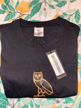 DRAKES OVO October’s Very Own Mini Owl Logo T-Shirt Black Large NWT